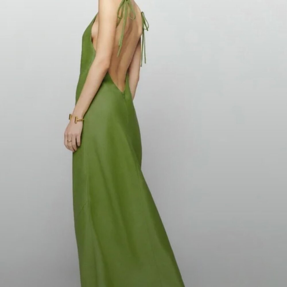 Reformation Green Backless Dress